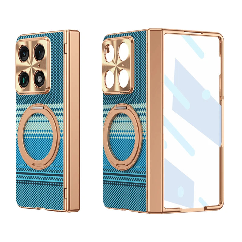 Luxury For Motorola Razr Fold Case Splicing Magnetic PC Shockproof Anti-Fingerprint  Rotating Alloy Holder Folding Cover