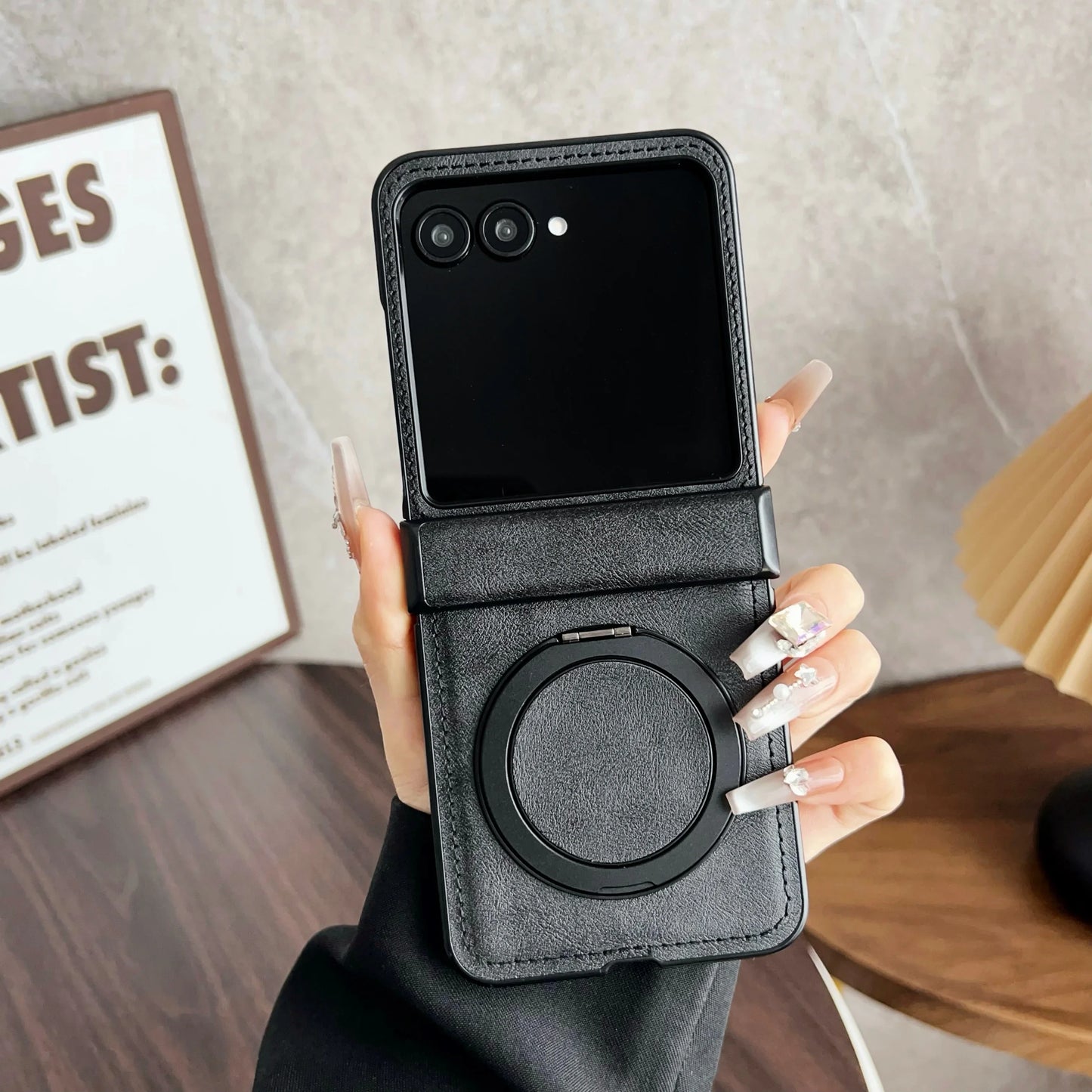 For Magsafe Holder Phone Case For Motorola Razr 60 50 Ultra Leather Hinger Protective Cover For Motorola Razr 40 Ultra Funda
