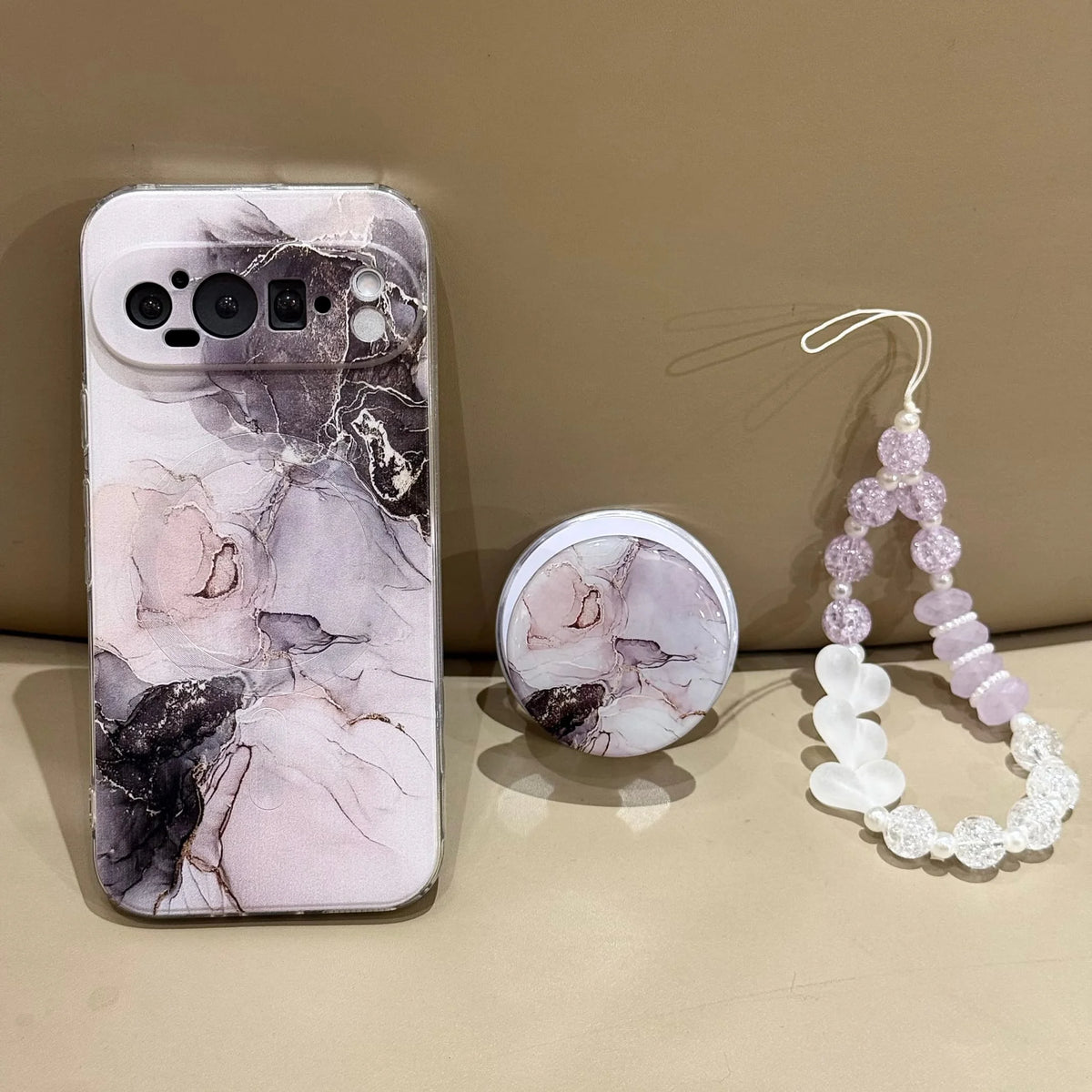 for Google Pixel 9 Pro XL Pixel 10 Pro XL Rope Strap Pendant Fold Phone Case Marble Patterned Shockproof Magnetic Soft Cover