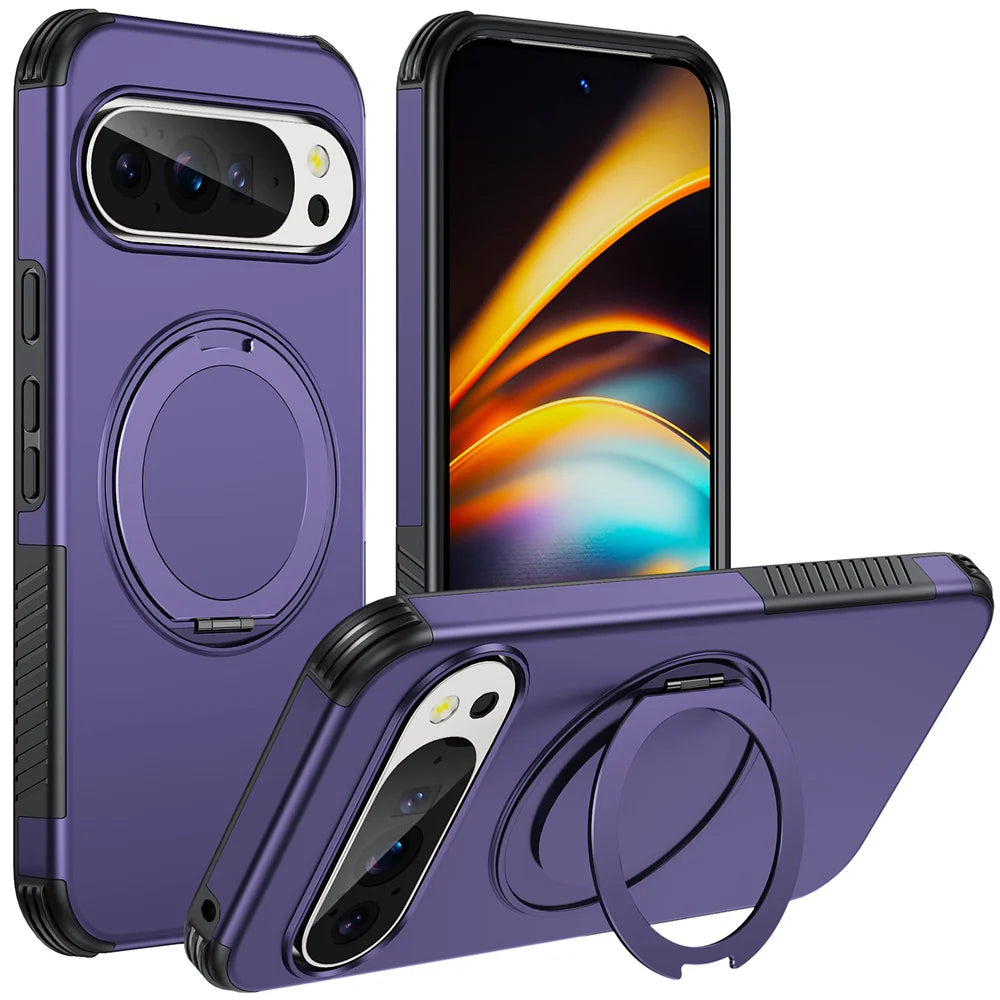 Luxury Magnet Rotating Fold Stand Magnetic Phone Case for Google Pixel 11 10 9 Pro XL 10A Non-Slip Bumper Shockproof Armor Cover