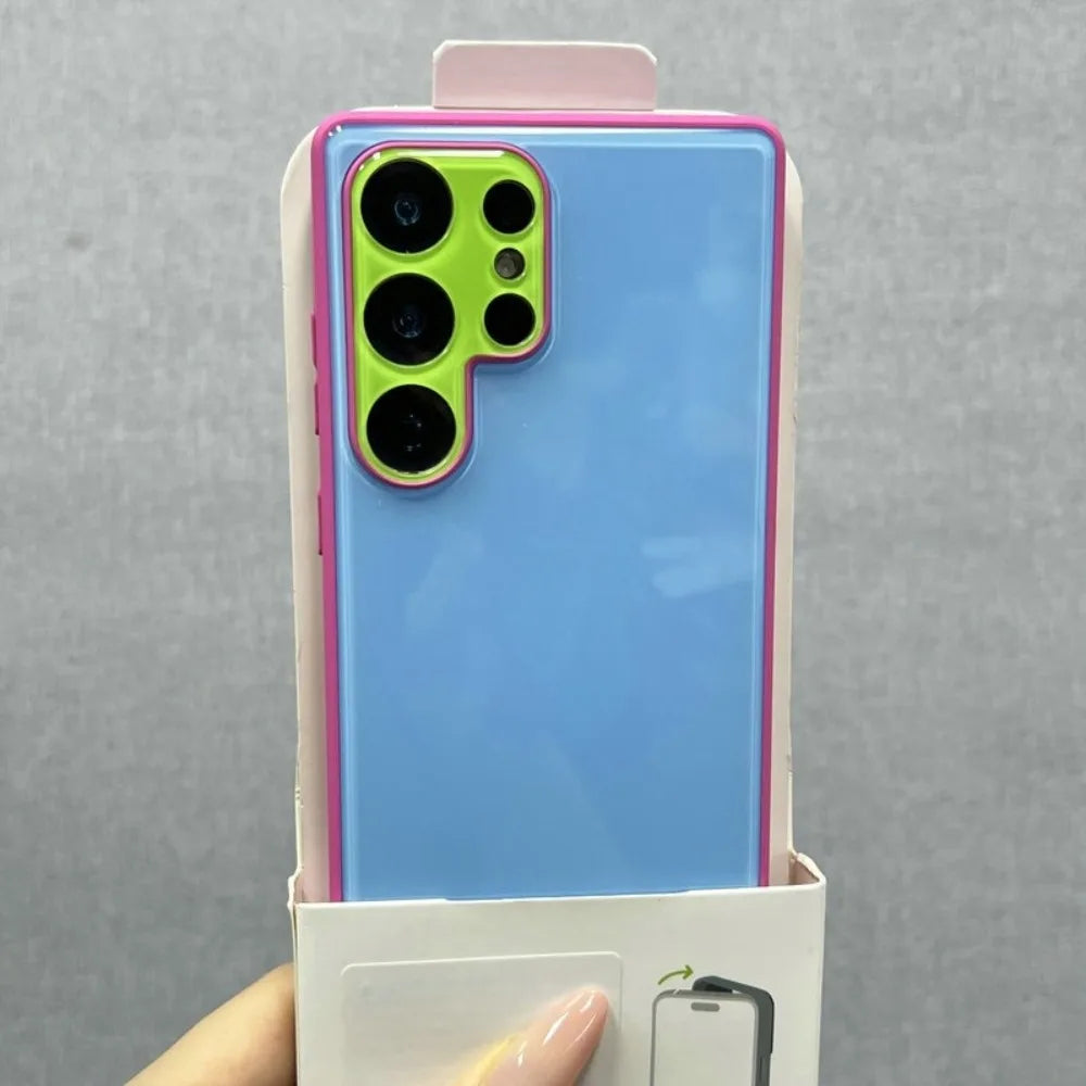 Summer Dopamine Contrast Candy Color For Samsung Galaxy S26 Ultra Plus S25 Ultra S24 All-inclusive Shockproof Bumper Hard Cover