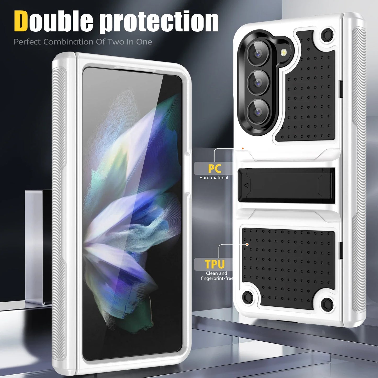 For Samsung Z Fold5 Fold5 Non-Slip Hinge Protection Phone Case for Samsung Galaxy Z Fold 5 5G Kickstand Armor Cover Coque