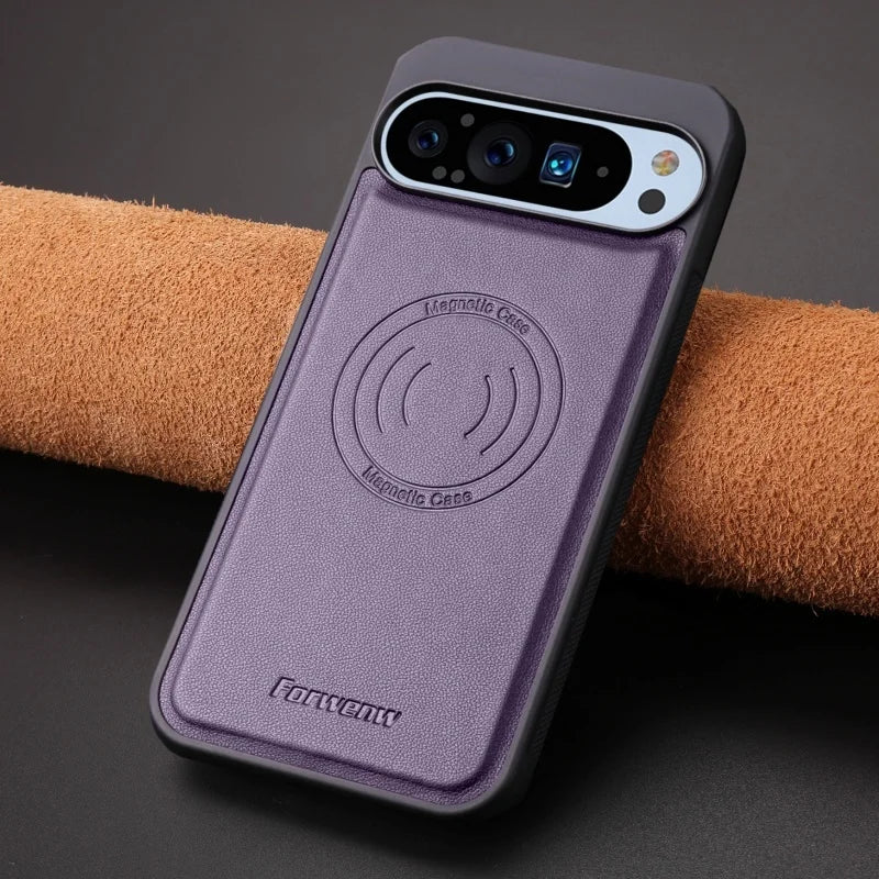 Luxury PU Leather Car Magnetic Phone Case for Google Pixel 10 Pro XL Pro 9A 9 7A 7 6A 6 Back Cover Wireless Charging Hoesje Bag