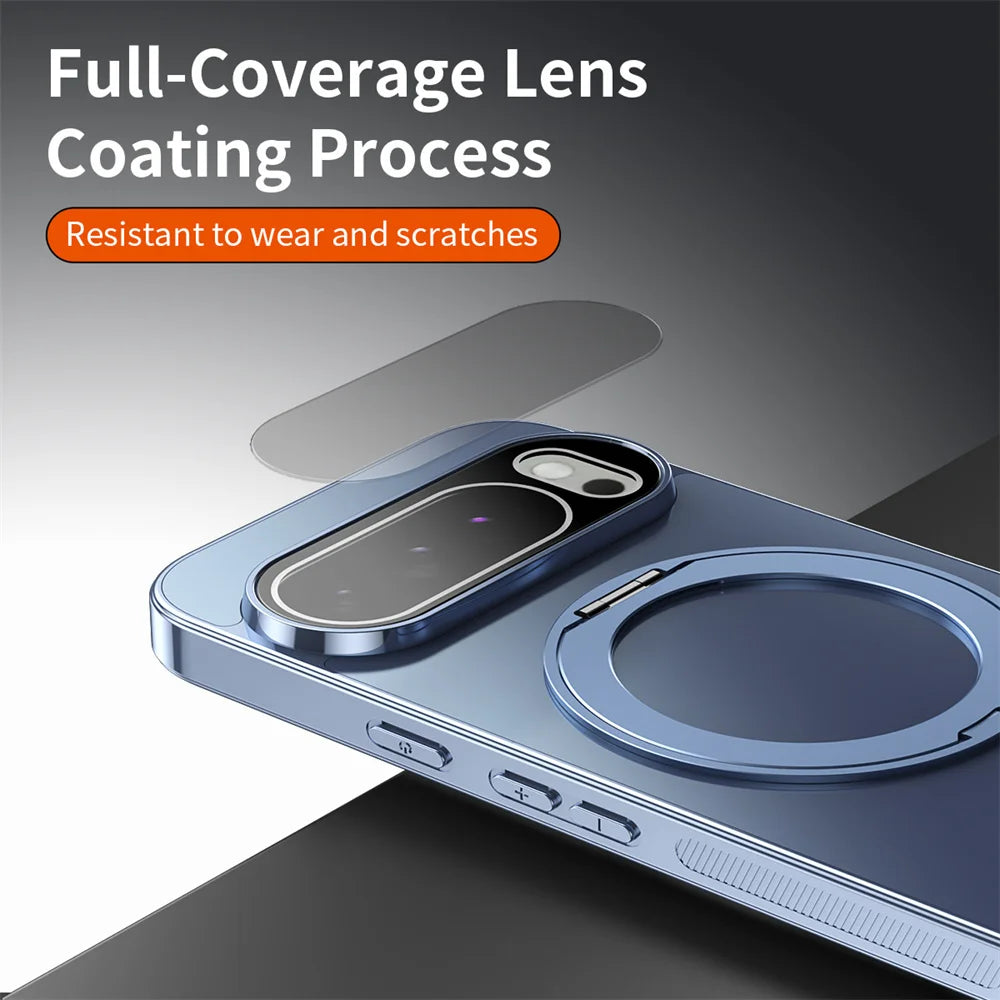 Luxury Rotating Magnet Ring Magnetic Stand Phone Case For Google Pixel9 10 Pro XL 9A 8 8A Solid Color Plating PC Protector Cover