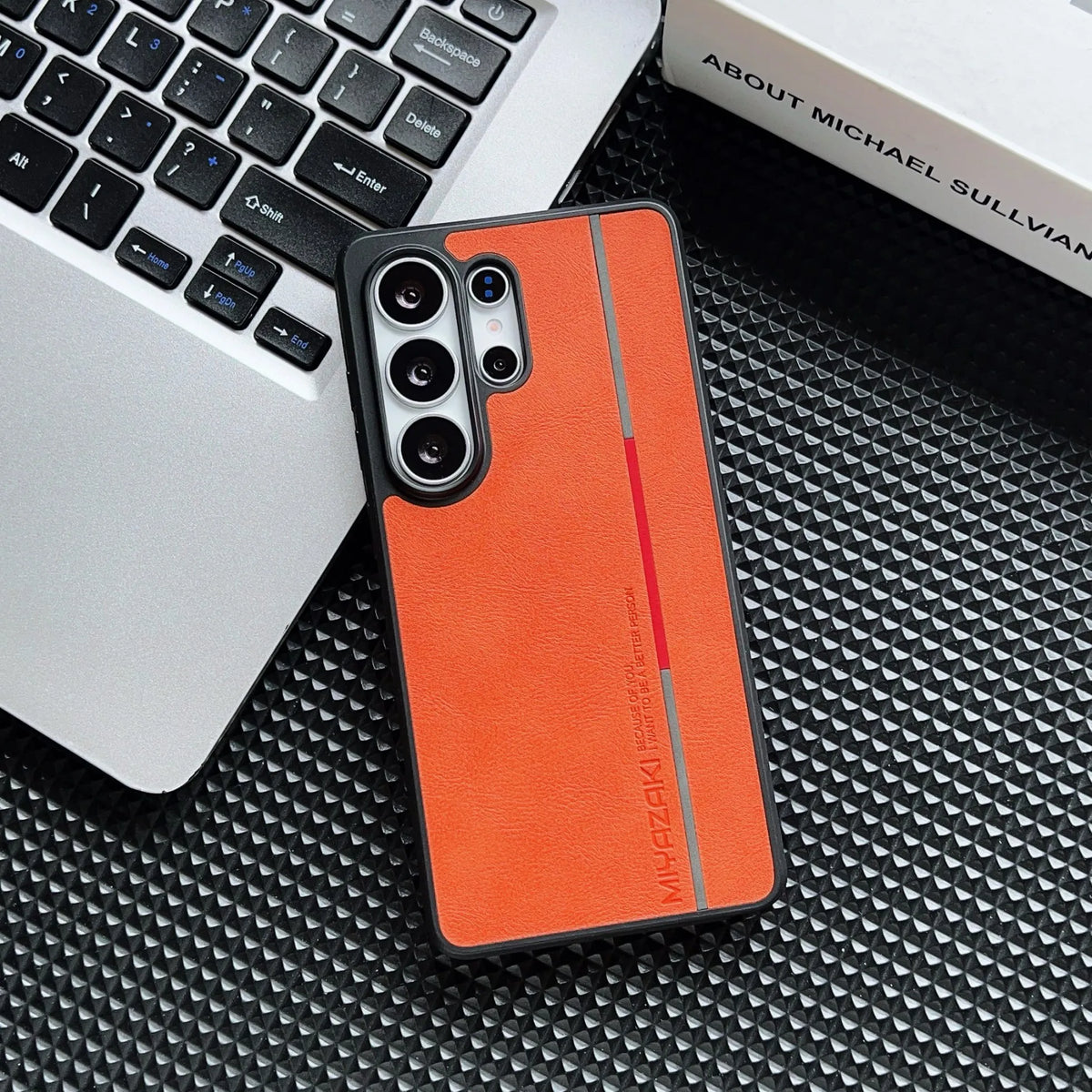 Luxury Business Matte Leather Phone Case For Samsung Galaxy S26 S25 S24 S23 S22 Ultra Camera Protection Shockproof Hard PC Cover