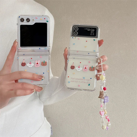 Cartoon Animals Hats Phone Case for Samsung Galaxy Z Flip 7 6 5 4 Protective Back Cover for ZFlip5 ZFlip6 ZFlip7 Case Shell