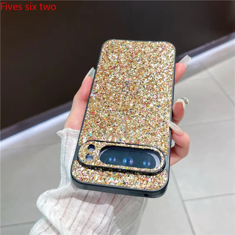 Luxury Glitter Phone Cases For Google Pixel 9A 8A 7A 6A 10 Pro XL 9 8 7 6pro Shiny Shockproof Hard Back Cover Grid Protect Shell