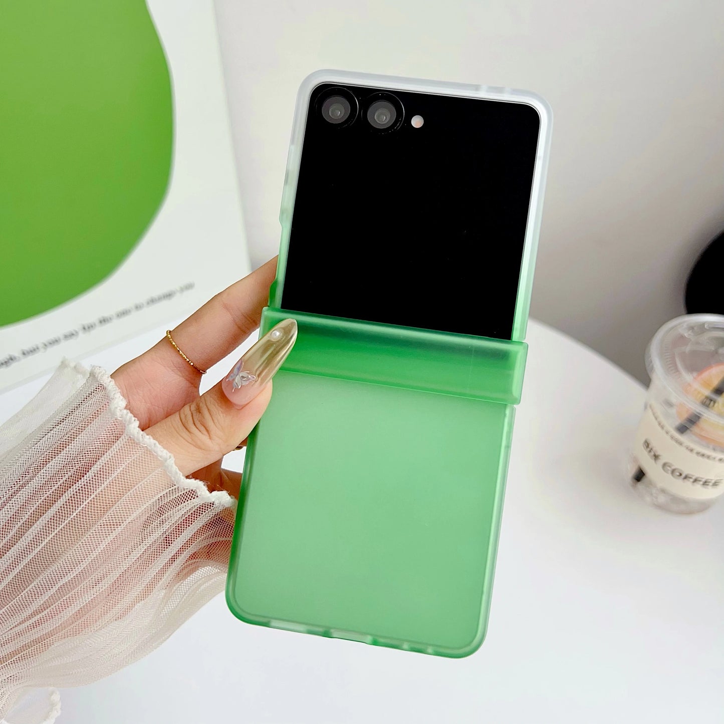 Candy Color Gradient Case For Samsung Galaxy Z Flip 7 6 5 4 3 7 5G Flip7 FE Skin Feel 3-piece Set Translucent Frosted Back Cover