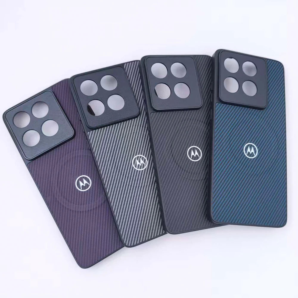 Magnetic Carbon Fiber Texture Phone Case For Motorola Edge 40 50 60 Pro Fusion Moto G 84 85 86 Wireless Charge Protect Shell﻿