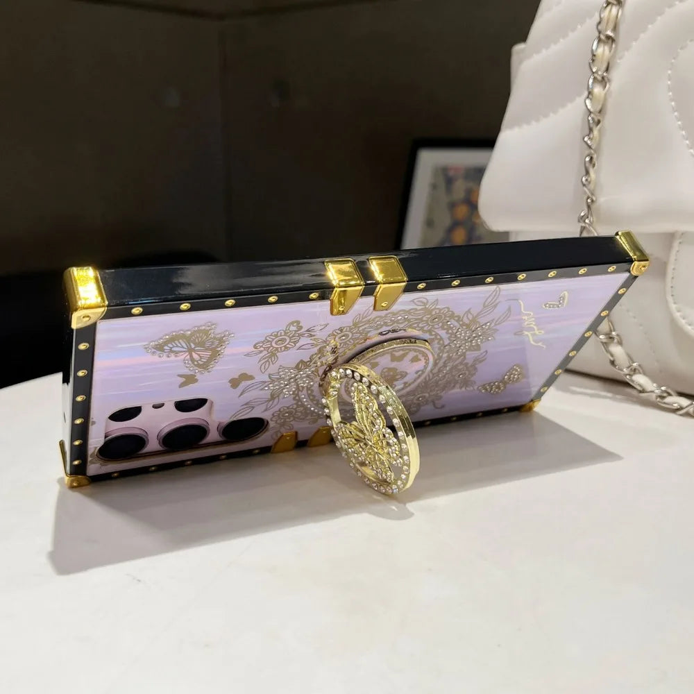 Butterfly Stand Phone Case For Samsung Galaxy S23 S24 FE S22 S21 S25 Ultra Plus A56 A36 A26 A16 A06 A52 S A34 A23 A15 A14 5G A24