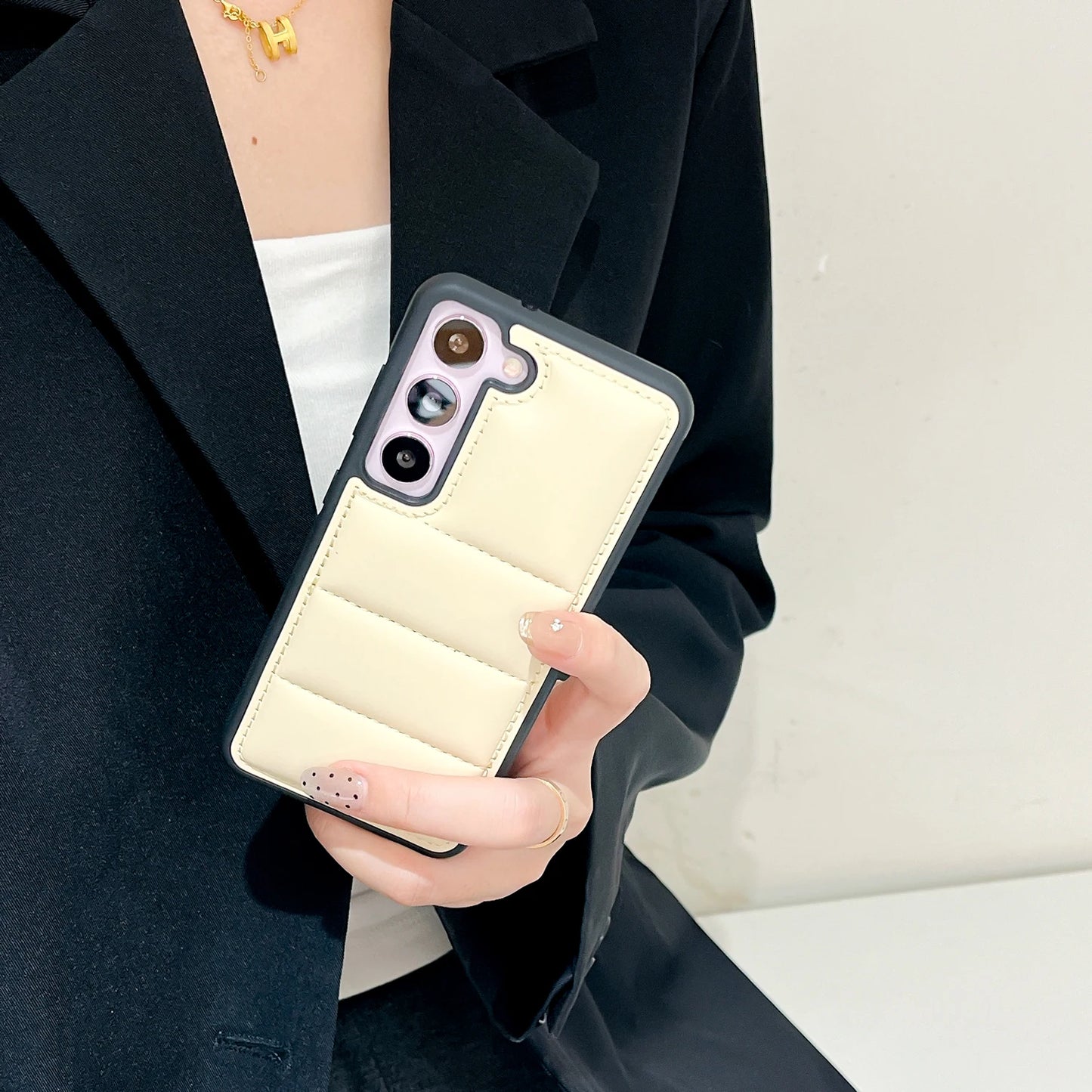 Luxury Soft Down Jacket Liquid Silicone Candy Case For Samsung S25 S24 S23 S22 Ultra Plus Fashion The Puffer Shockproof Cover