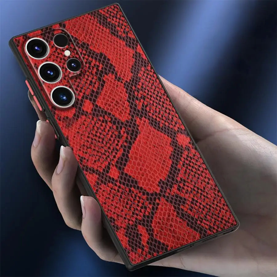 Phone Case for Samsung Galaxy S25 S23 S24 Ultra S22 S21 S20 S10 Plus S23 FE Matte Soft Cover Shell Python Pattern