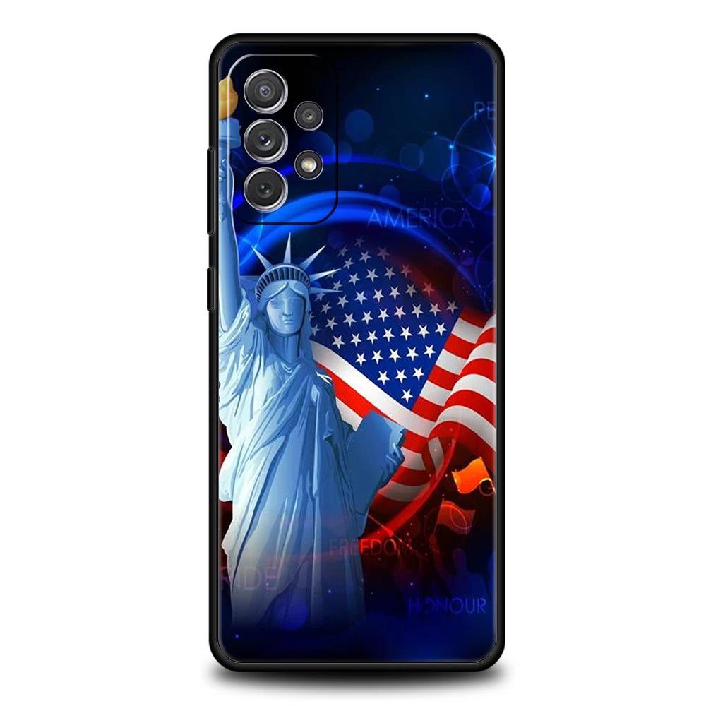 American United States Flag Phone Case for Samsung Galaxy A14 A54 A34 A51 A71 A72 A32 A52 A52S A01 A11 A21S A31 A41 5G TPU Shell