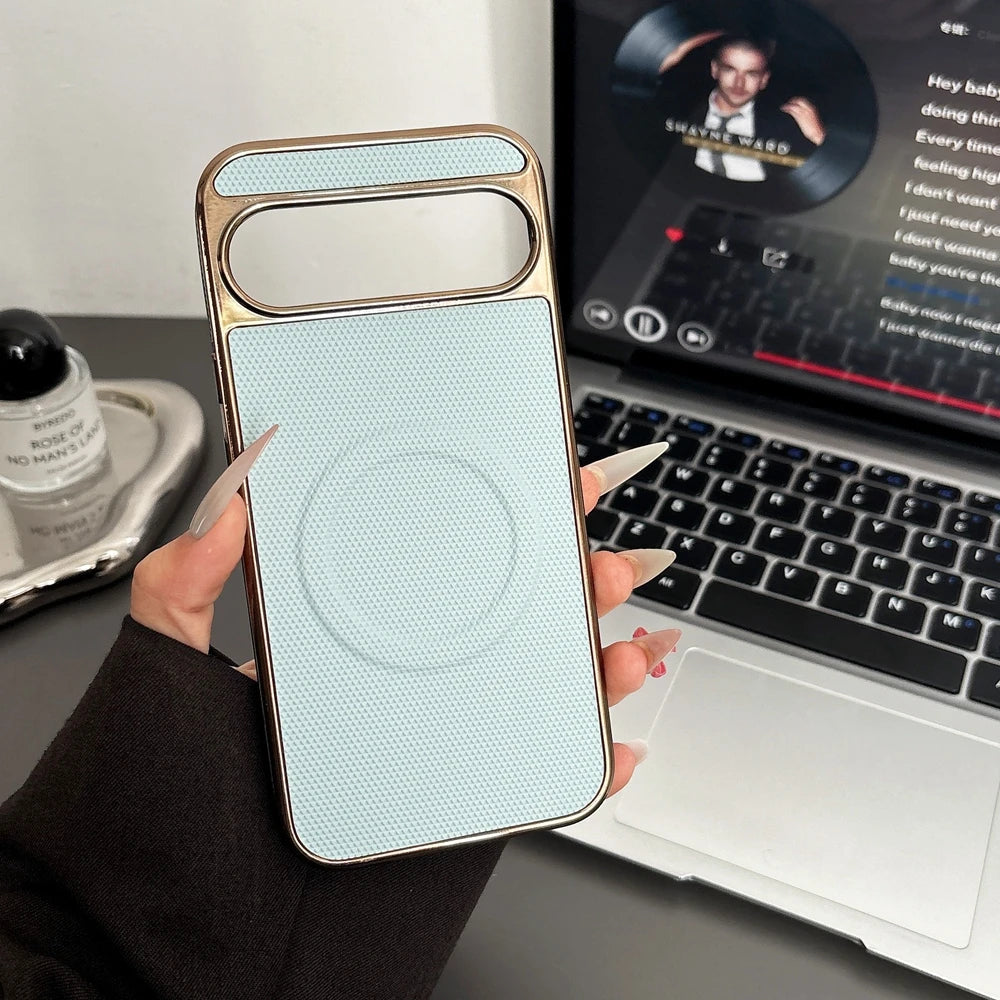 Pixel 10proXL Business Leather Magnetic Phone Case for Google Pixel 8 9 Pro 9A 8A 9 ProXL Pltaing Frame Shockproof Magsafe Cover