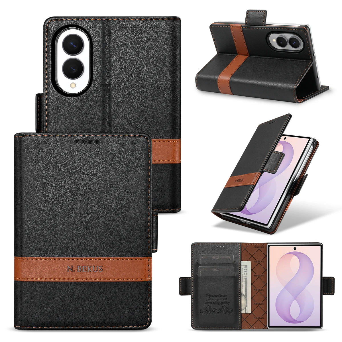 Luxury Business Splice Flip Cards Solt Wallet Leather Case for Samsung Galaxy Z Fold8 Fold 8 Wide Shockproof Book Stand Cover