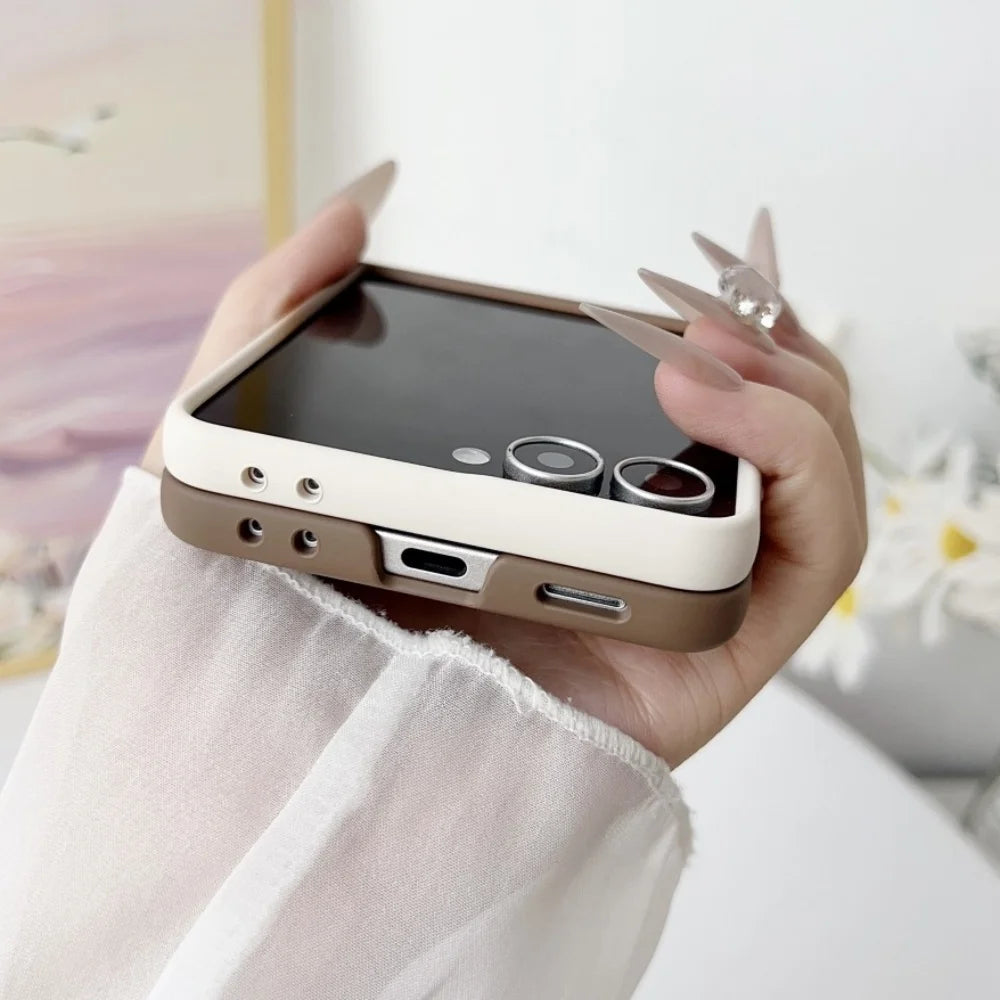 For Samsung Galaxy Z Flip 8 7 6 5 Gradient Matte PC Case Flip8 Flip7 Luxury Liquid Silicone Ring Holder Shockproof Back Case