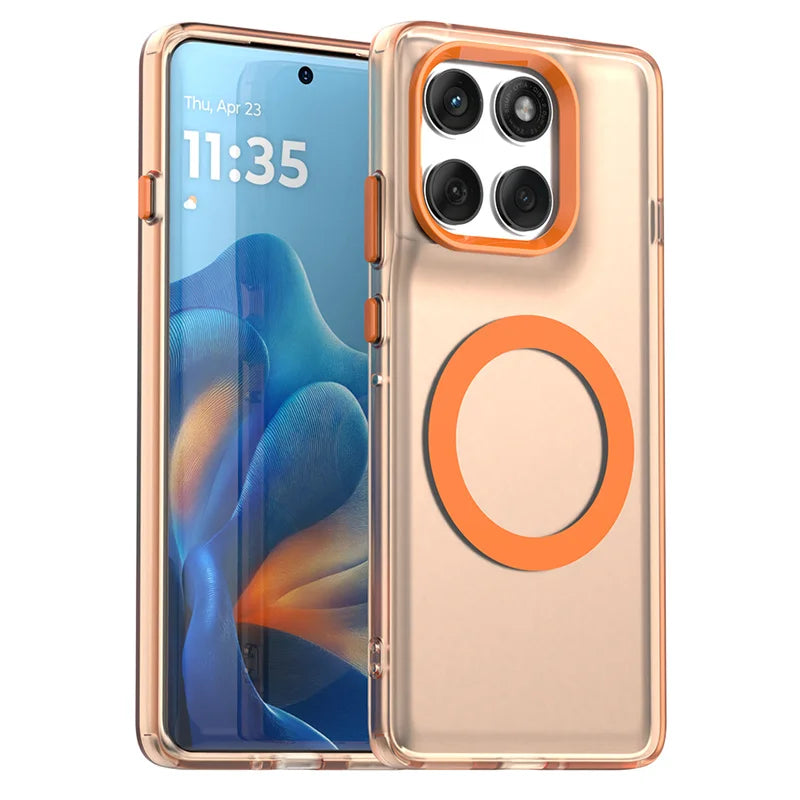 Magnetic Wireless Charging Case For Motorola Edge 60 Pro Moto Edge 60 Neo Fusion Cover Candy Colors Transparent Shell Fundas