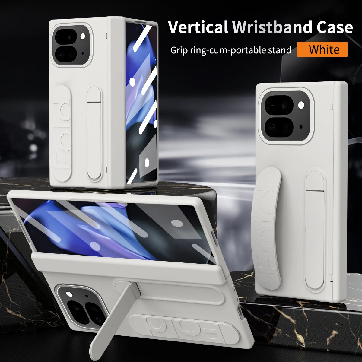 For Google Pixel 9 Pro Fold Swivel 180° Folding Wristband * Stand * Hinge 3-in-1 Full Lens Protection Drop Resistant Phone Case