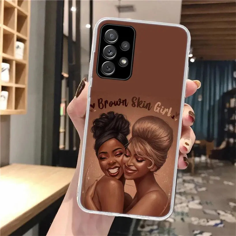 Black Girl Queen Melanin Poppin Soft Phone Case For Samsung Galaxy A14 A13 A12 A15 A54 A53 A52 A55 A34 A33 A32 A35 A24 A23 A22 A