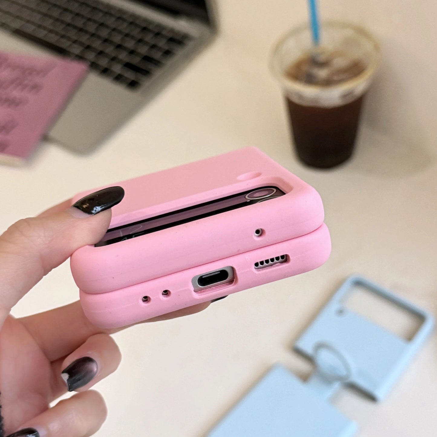 Ring Holder Matte Liquid Silicone Protective Cases For Samsung Galaxy ZFlip4 ZFlip3 Solid Color Soft Bumper Shockproof Cover