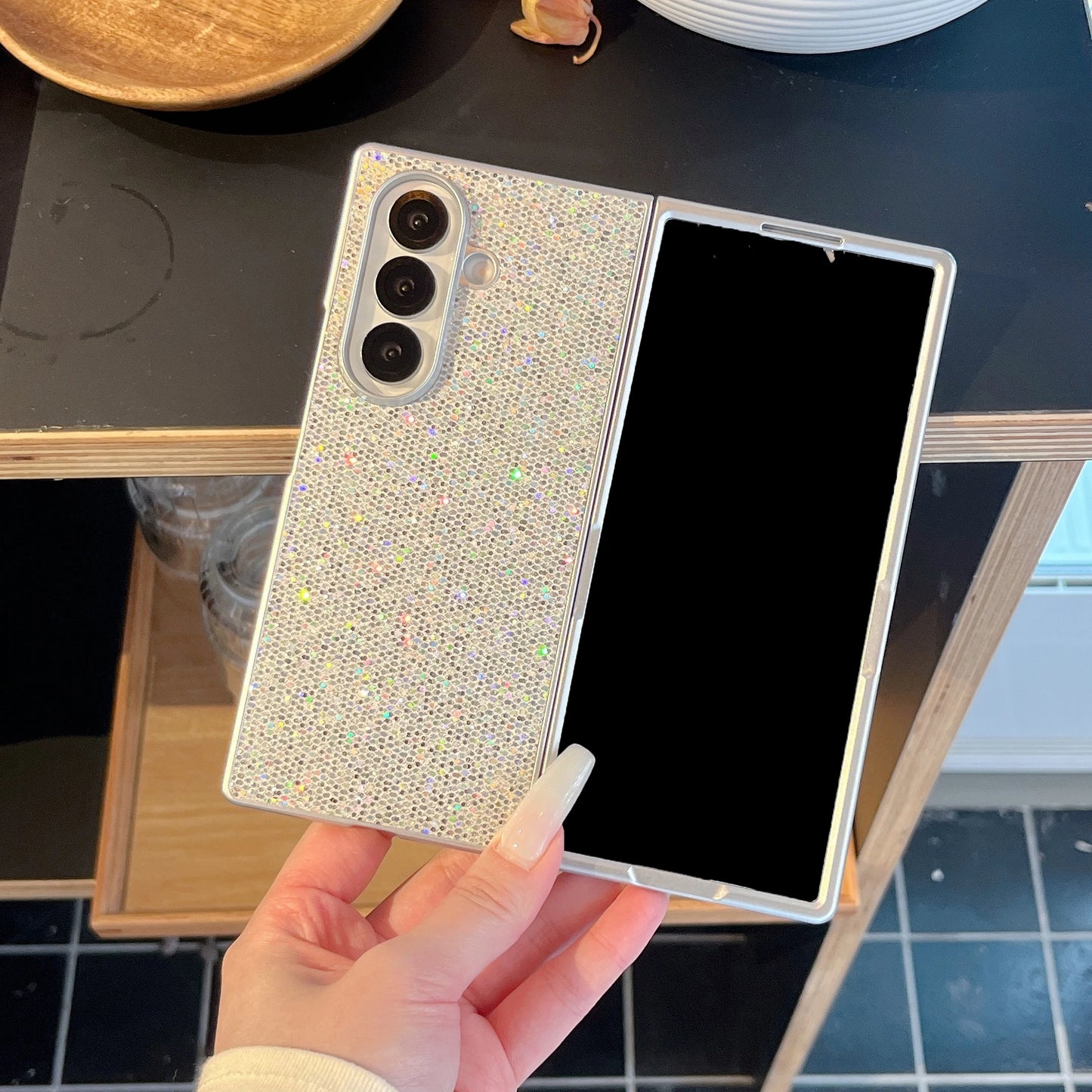 for Samsung Galaxy Z Fold 7 6 5 4 3 fold7 fold6 Bling Phone Case Plating Glitter Luxury Shockproof Cover