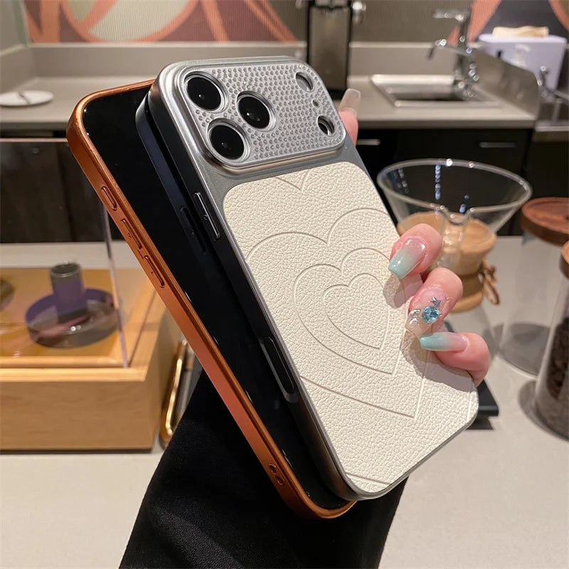 Diamond Camera Love Heart Leather Cases For Samsung S26 S25 S24 S23 S26Ultra Plus A07 A17 A35 A36 A53 A54 A55 A56 A37 A57 Cover