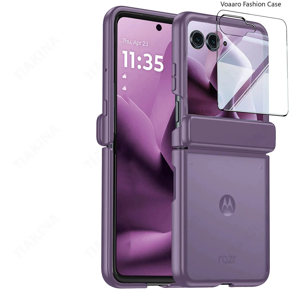 Matte Clear Plating Hinge Funda for Motorola Razr Ultra 2025 Case for Motorola Razr 60 Ultra Hinge Protect Case with Small Film