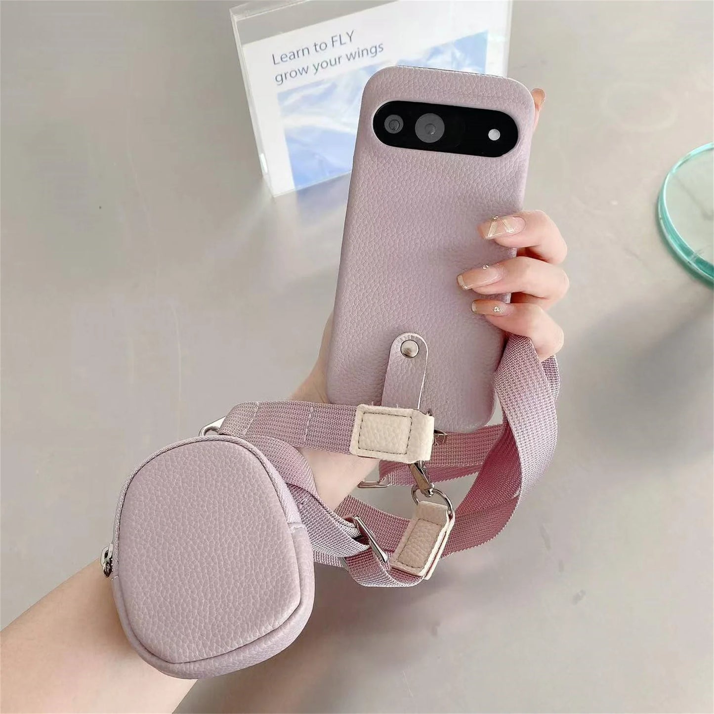 Korean Luxury Lychee Pattern Candy Color Case With Crossbody Lanyard Coin Purse For Google Pixel 9 8 7 Pro XL 8A 7A 9XL Cover