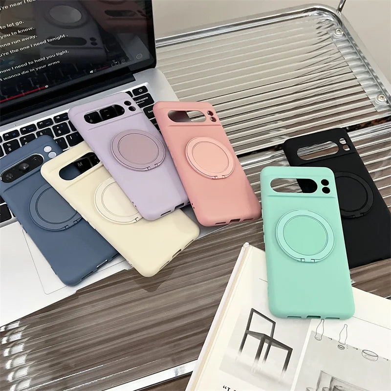 Stand Bracket Wireless Charging Magnetic For Magsafe Case For Google Pixel 10 6 7 8 9 Pro XL 7A 8A 9A Soft Shockproof Back Cover
