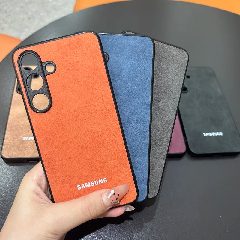 Luxury Sheepskin Leather Phone Case Samsung Galaxy S25Ultra S25 S24 S23 S22 S21 Ultra Plus S23FE S24FE Lambskin Soft Coque