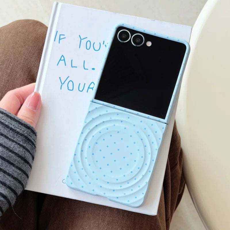 Korean Candy Color Polka Dot Magnetic Phone Case For Samsung Galaxy Z Flip 7 6 5 4 3 Z Flip6 ZFlip7 Hard Cover For Magsafe Cases