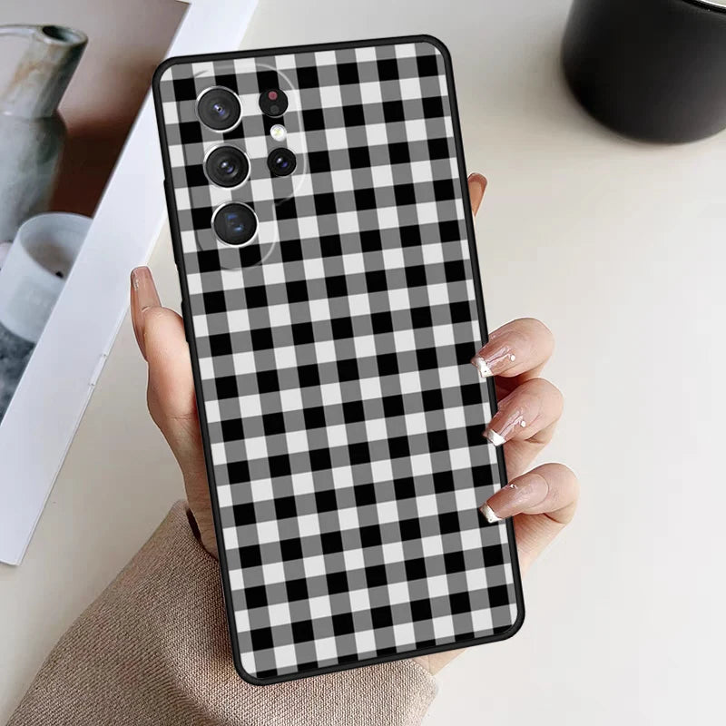 Phone Case For Samsung Galaxy S24 S23 S21fe S22 Ultra Plus Note 10 20 S8 S9 S10 Cover Pastel Gingham