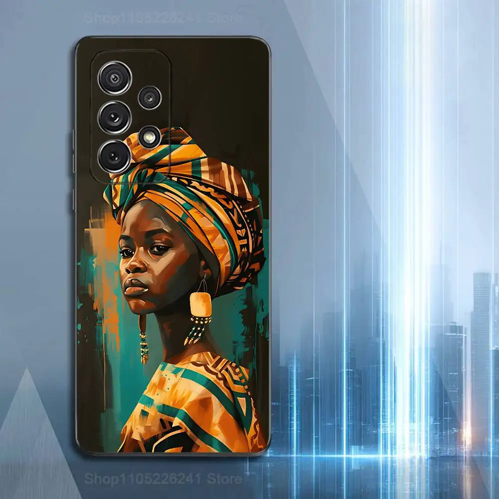 African Black Beauty For Samsung S9,S10,S20,S10,S21,S25,S24,S23,Ultra,FE,Plus,Lite,Soft Silicone Black Case