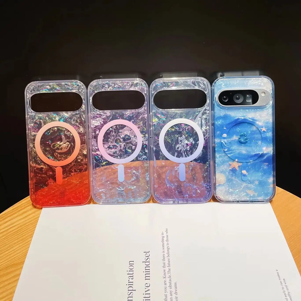 Dreamy Ocean Shell Pattern For Magsafe Case For Google Pixel 11 10 9A 10A Pro XL Magnetic Bling Transparent Hybrid Bumper Cover