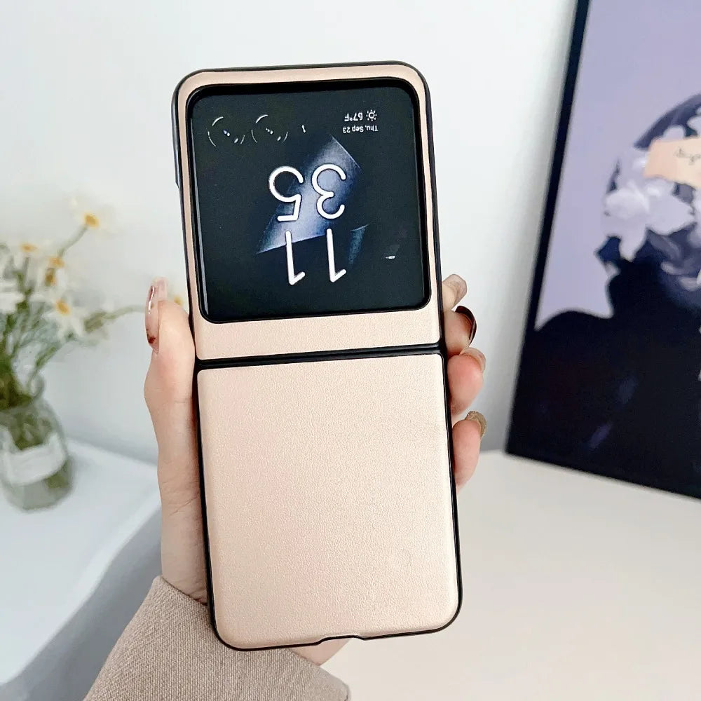 Moto Razr 50 Ultra PU Leather Hard Shell Phone Case for Motorola Razr 50 Ultra Razr 50 2024 Anti Fall Measures Protective Cover