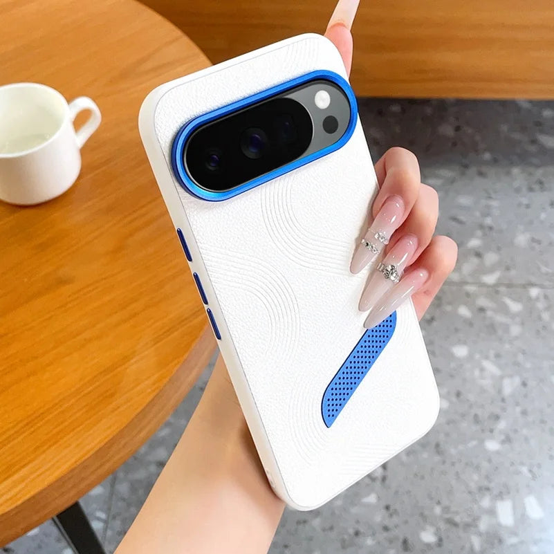 Blue Ventilated Phone Case For Pixel 11 Pro Google 11 10a Pixel 10 Pro XL 9a 9 Lens Ring Raised Protective Cover