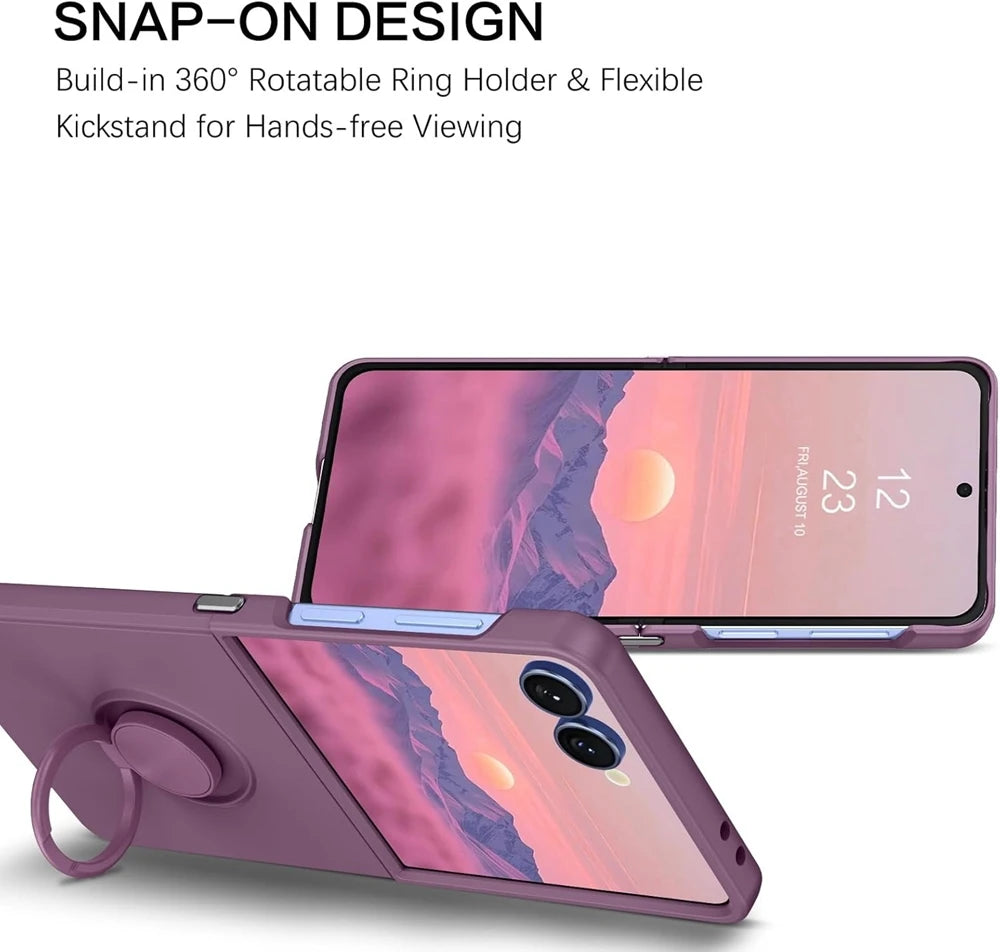 Luxury Liquid Silicone Stand Ring Holder Phone Cases for Samsung Galaxy Z Flip 7 6 5 4 3 7 FE Cute Soft Shockproof Case Cover