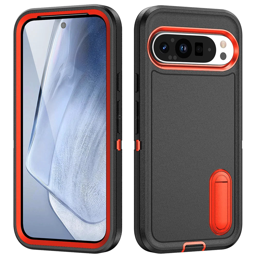 Military Grade Shockproof Cover For Google Pixel 9 Pro XL 3IN1 Anti-Shock Strong Stand Case For Google Pixel 9 Pro Armor Bumper