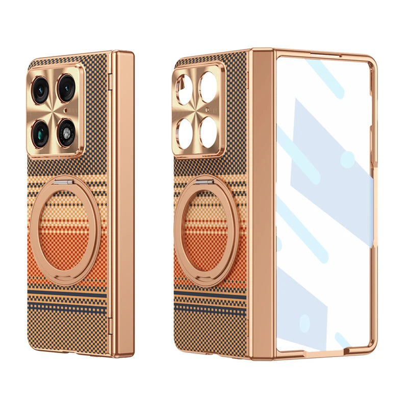 Luxury For Motorola Razr Fold Case Splicing Magnetic PC Shockproof Anti-Fingerprint  Rotating Alloy Holder Folding Cover