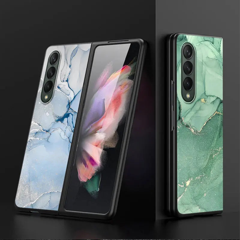 Granite Marble Case for Samsung Galaxy Z Fold3 Z Fold4 5G Z Fold5 5G Z Fold6 ZFold4 Shockproof Cases Funda Protection Cover