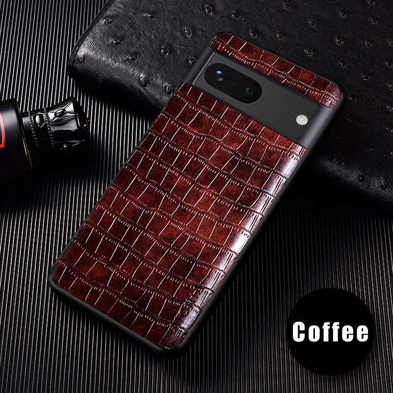 Premium Crocodile Leather Case For Google Pixel 8 8A 7 7A 6 6 Pro 6A Slim Fit Protective Back Cover for pixel 8 phone case