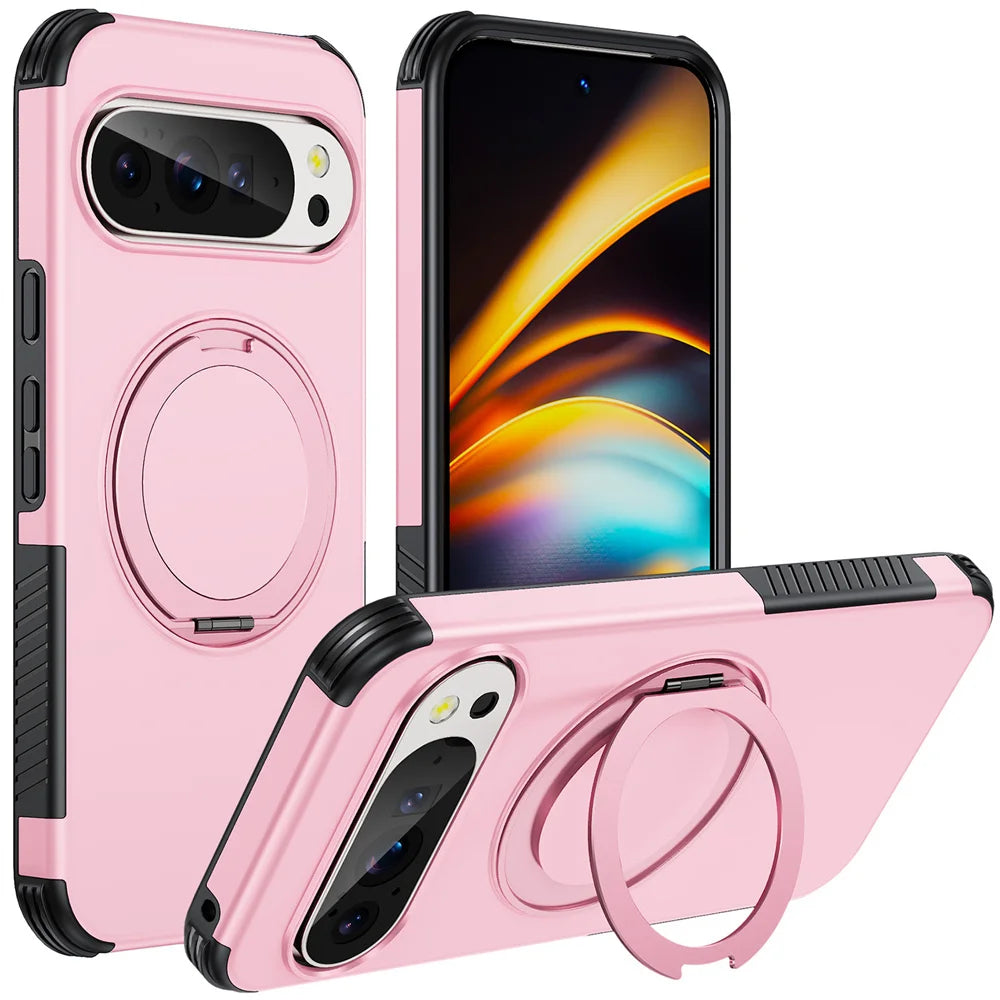 Luxury Magnet Rotating Fold Stand Magnetic Phone Case for Google Pixel 11 10 9 Pro XL 10A Non-Slip Bumper Shockproof Armor Cover