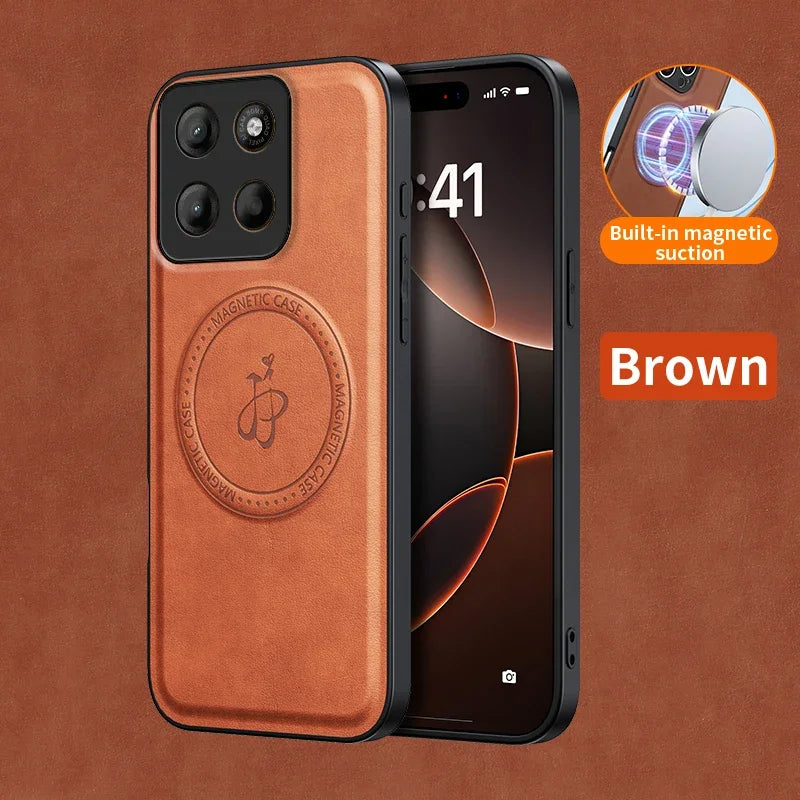 Wireless Charging Magnetic Case for Motorola Moto G56 G86 5G G85 G75 G15 G05 E15 Protective Cover PU Leather Back Shell Fundas