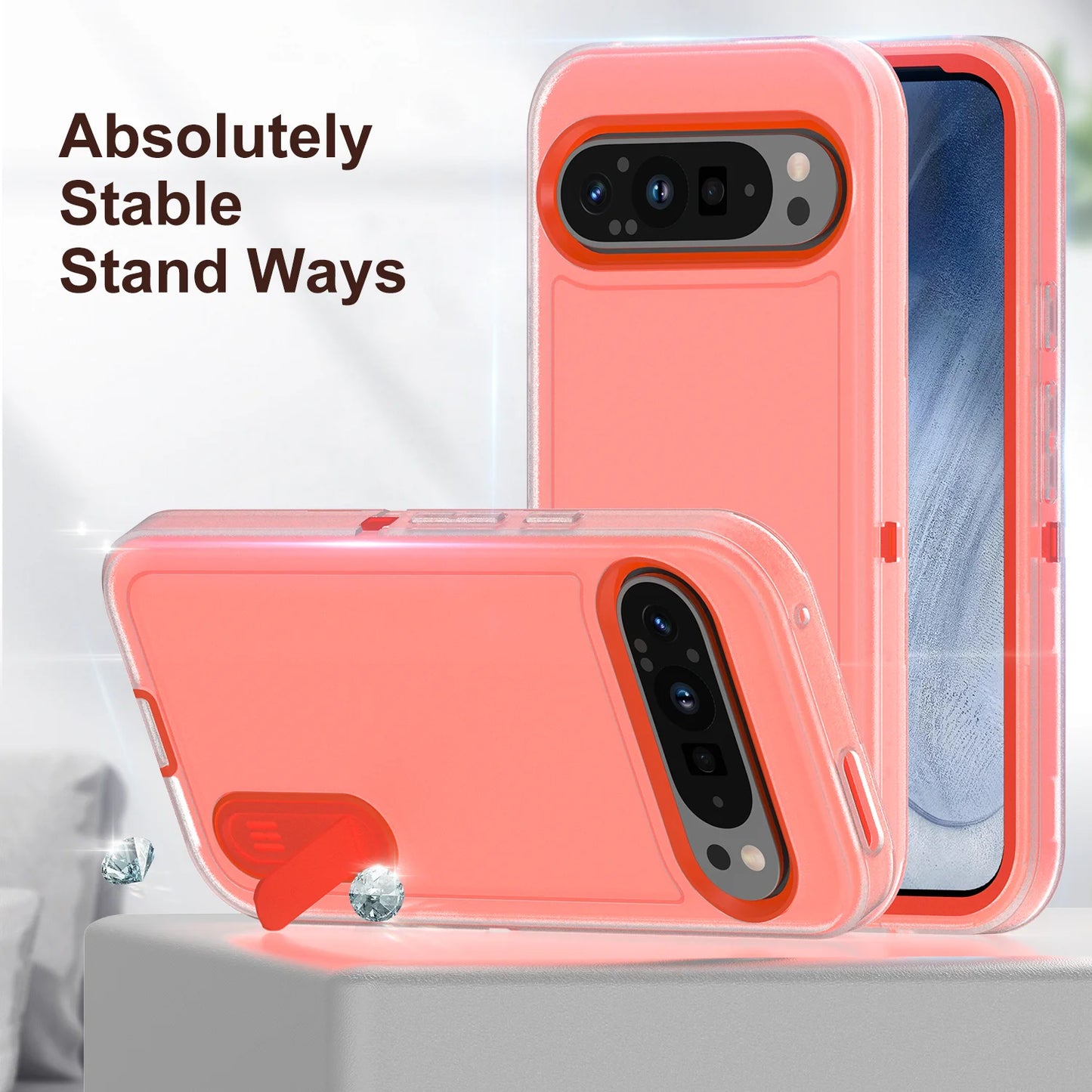 Heavy Duty Shockproof Case for Google Pixel 9 Pro XL Anti-Scratch Protective Kickstand Phone Case