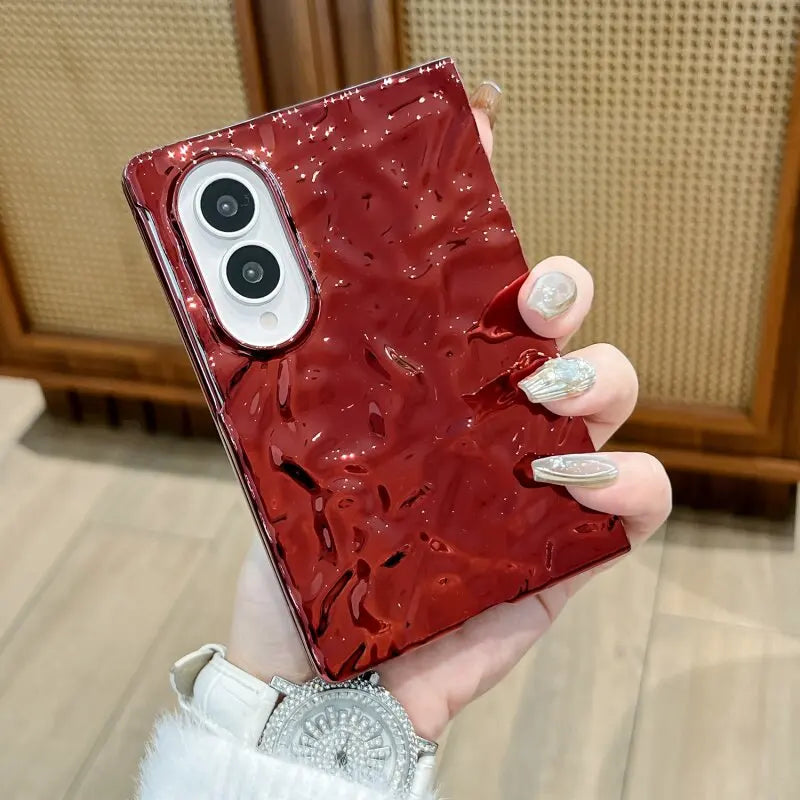 Unique Water Ripple Wrinkles Plating Case For Samsung Z Fold 8 Ultra Fold8 Wide Galaxy Z Fold 7 6 5 4 Slim Mat Shockproor Cover