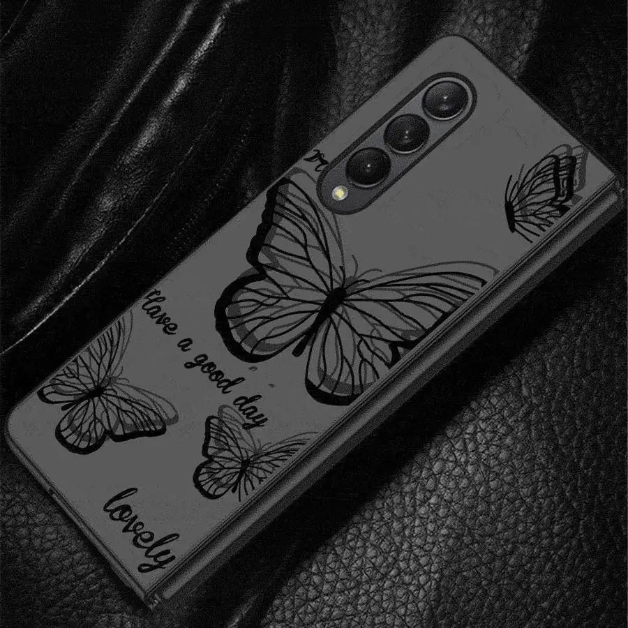 INS Retro Butterfly Cases for Samsung Galaxy Z Fold6 Z Fold3 ZFold4 Z Fold5 5G Z Fold4 5G Coque Bumper Shockproof Cover