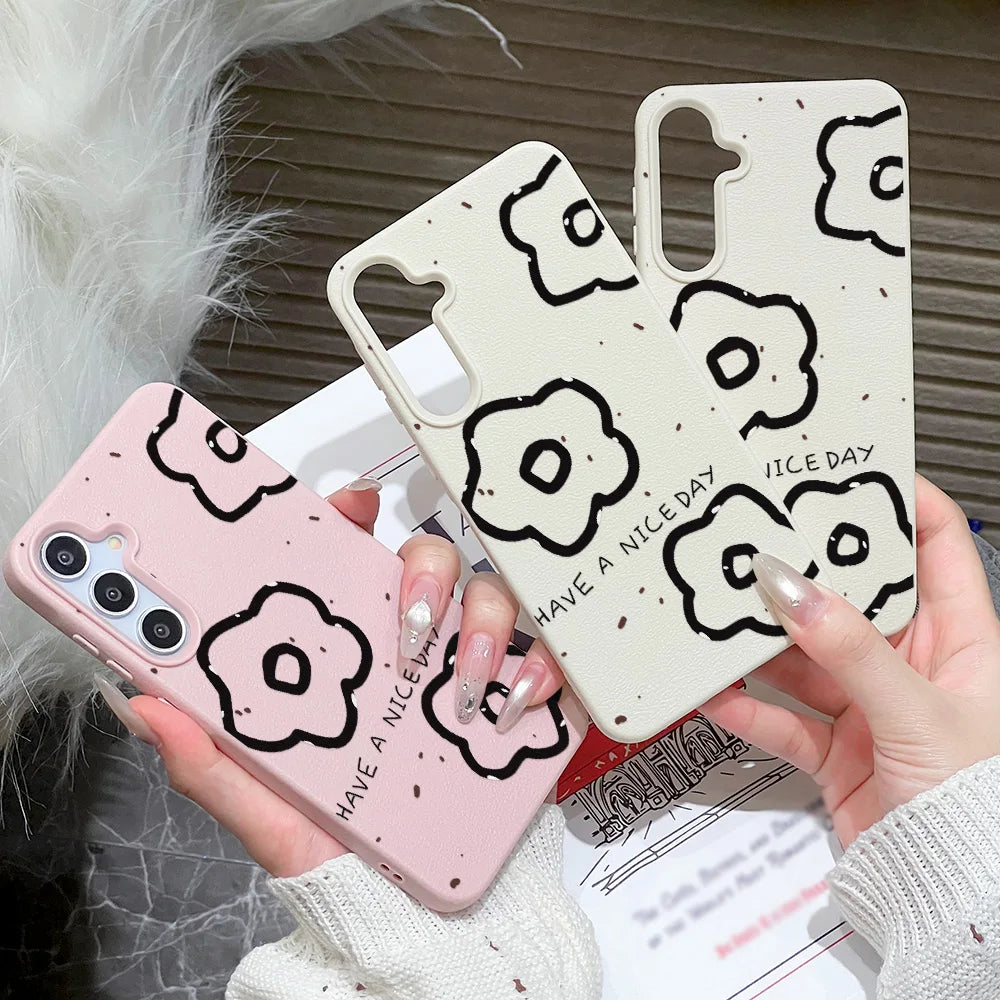 Flower Lichee Pattern Phone Case For Samsung Galaxy A56 5G A16 A17 A55 A36 A53 A35 A06 A07 A26 A34 S25 Ultra S24 FE S23 Cover