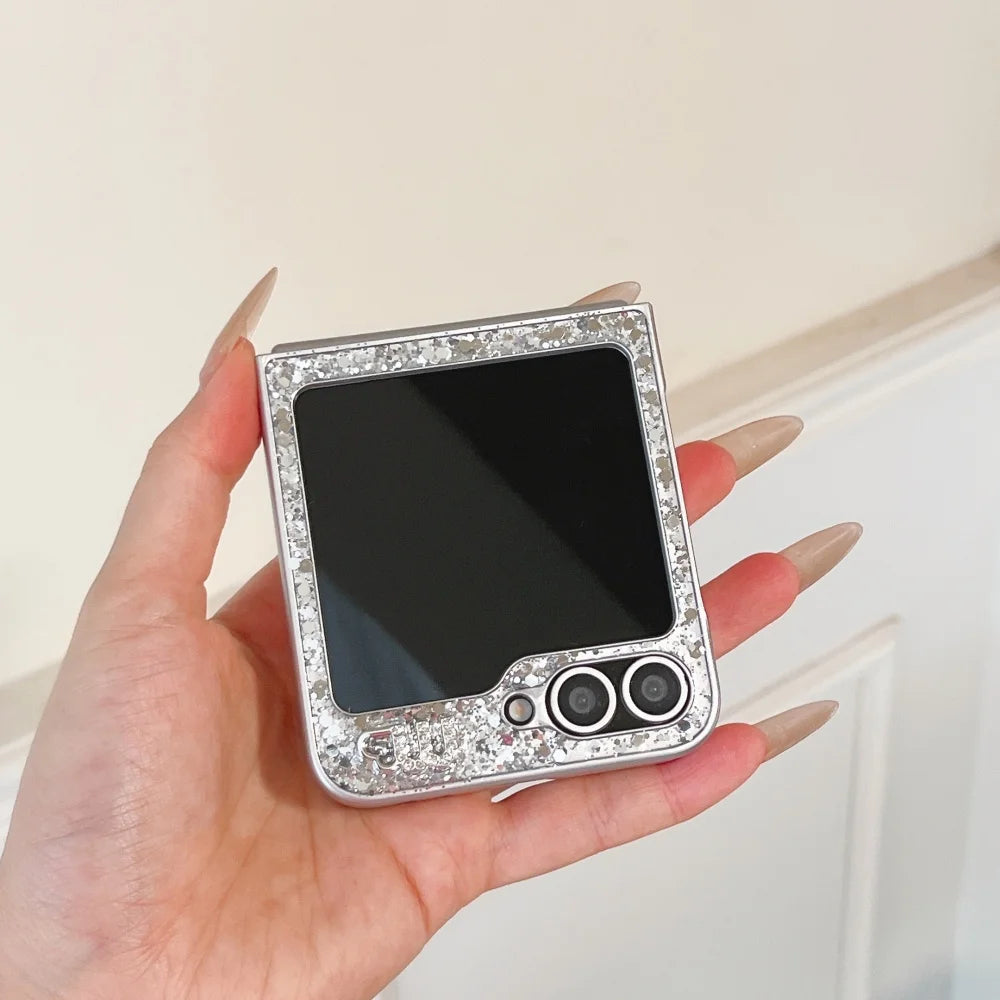 Z Flip8 Glitter 3D Diamond Butterfly Satellite Heart Pattern Case for Samsung Galaxy Z Flip7 FE 6 5 8 for Gift Shockproof Cover