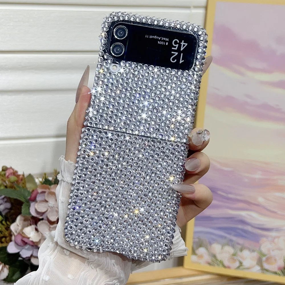 Full Shiny Diamonds Cover Funda For Samsung Galaxy Z Flip 7 Wrist Strap Case For Samsung z flip 6 zflip5 zflip4 3 Luxury Case