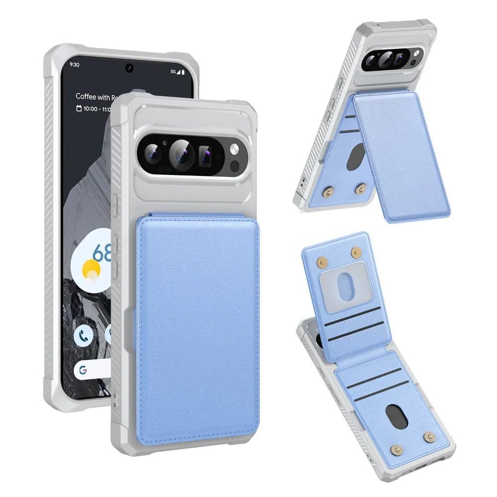 Card Slots Magnetic Foldable Kickstand Case for Google Pixel 11 10 9 Pro XL 8 7 Pro 10A 9A 8A 7A Luxury PU Leather Wallet Cover